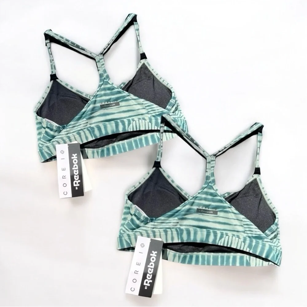 🌻SET of TWO (2) NEW w/tag Reebok Core 10 Strappy Sports Bras Both Size Small